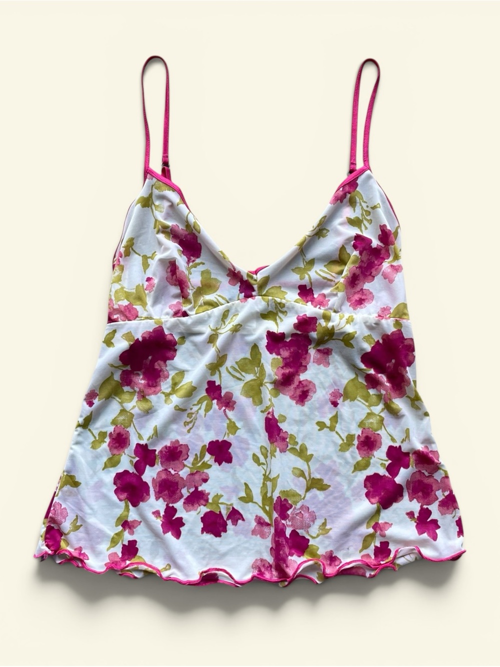 Y2K Cosabella Pink Floral Mesh Cami Top Coquette Lingerie Style Women’s M Preppy